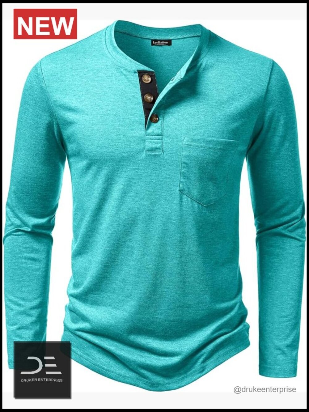 Men's Lightweight Henley Shirt Slim Fit Long Sleeve T-Shirt with Pocket